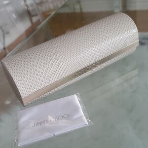 Jimmy Choo Cream Snakeskin Glasses Case & Cloth